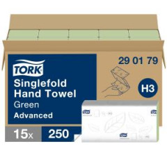Papierov utierky skladan ZZ/C 2-vrstv. TORK Singlefold Advanced zelen H3 (15 bal.) 