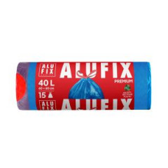 Vrecia na odpadky zaahovacie, 40 l / 15 ks, 20mic., 60 x 60 cm, modr, LDPE 