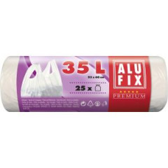 Vrecia na odpadky zavzovacie, 35 l / 25 ks, 10mic., 53 x 60 +16 cm, biele, HDPE 