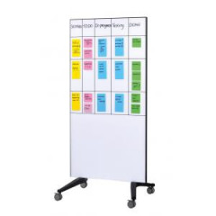 Tabua GLASSBOARD 90x175cm biela na kolieskach