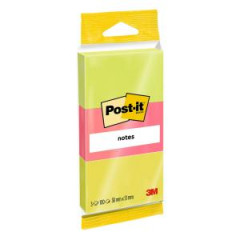 Samolepiaci bloek Post-it bloky, 51 x 38 mm, zelen, ruov, lt, 3 bloky po 100 lstkov 