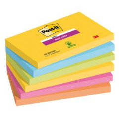 Samolepiaci bloek Post-it Super Sticky CARNIVAL, vekos 76 x127 mm 6 blokov po 90 lstkov 