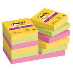 Samolepiaci bloek Post-it Super Sticky CARNIVAL, vekos 47,6 x 47,6 mm, 12 blokov po 90 lstkov 