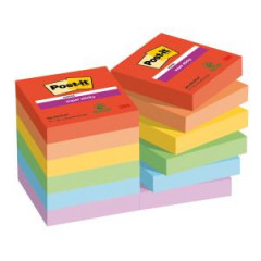 Bloek Post-it Super Sticky PLAYFUL, vekos 47,6x47,6 mm, 12 blokov po 90 lstkov