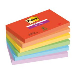 Bloek Post-it Super Sticky PLAYFUL, vekos 76x127 mm, 6 blokov po 90 lstkov