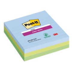 Samolepiaci bloek Post-it Super Sticky OASIS, vekos 101x101 mm XL, linajkov, 3 bloky po 70 lstkov 
