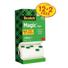Lepiaca pska Scotch Magic neviditen popisovaten 19 mm x 33 m v krabike 12+2 zdarma 