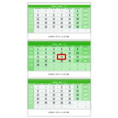 Trojmesan kalendr so pirlou GREEN 2024