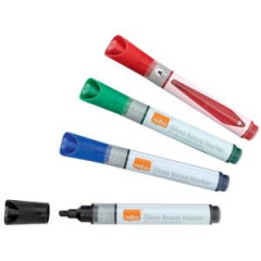 Popisovae Nobo na sklenen tabule s okrhlym hrotom, balenie 4 ks, mix farieb 