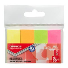 Samolepiace zloky Office Products 20x50mm neon 4x50 lstkov 