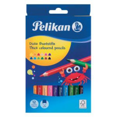 Farbičky Pelikan trojhranné hrubé 12 ks
