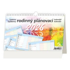 Stolov kalendr riadkov 22,6x13,9 cm - Tdenn rodinn plnovac 2026 