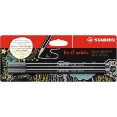 Popisova STABILO Pen 68 2ks v blistri metalic strieborn 