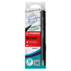 Sada linerov na psanie STABILO dr!ver - medium - 4 ks zelen, erven, modr, ierna 