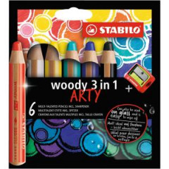 Farbiky STABILO woody 3 in1 6ks so strhadlom `ARTY`