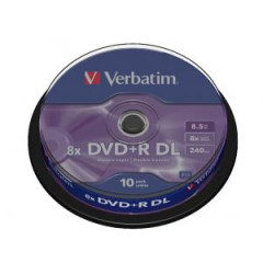Verbatim DVD+R 8x DL 8,5GB cake 10 ks 