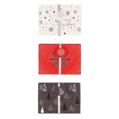 Vianon papierov darekov krabika s gumikou 112x80mm mix sivoervench motvov 3 ks 