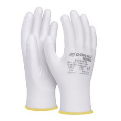 Rukavice pleten, poloman DONAU SAFETY PU kat. II biele ve. 9 