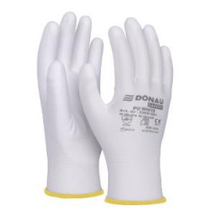 Rukavice pleten, poloman DONAU SAFETY PU kat. II biele ve. 10 