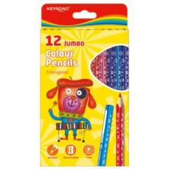 Farbi�ky KEYROAD Jumbo, trojhrann�, 12 ks, mix farieb 