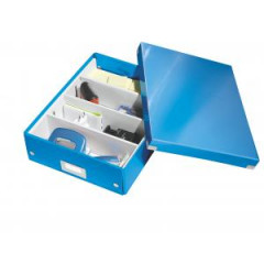Stredn organizan krabica Click & Store metalick modr