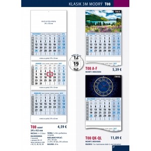 Plánovací kalendár Klasik 3-mesačné modrý, 295x925 mm 2021